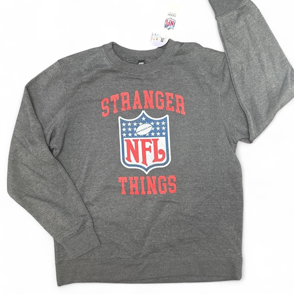 NFL Team Apparel Stranger Things NFL Grey Crewneck Sweatshirt